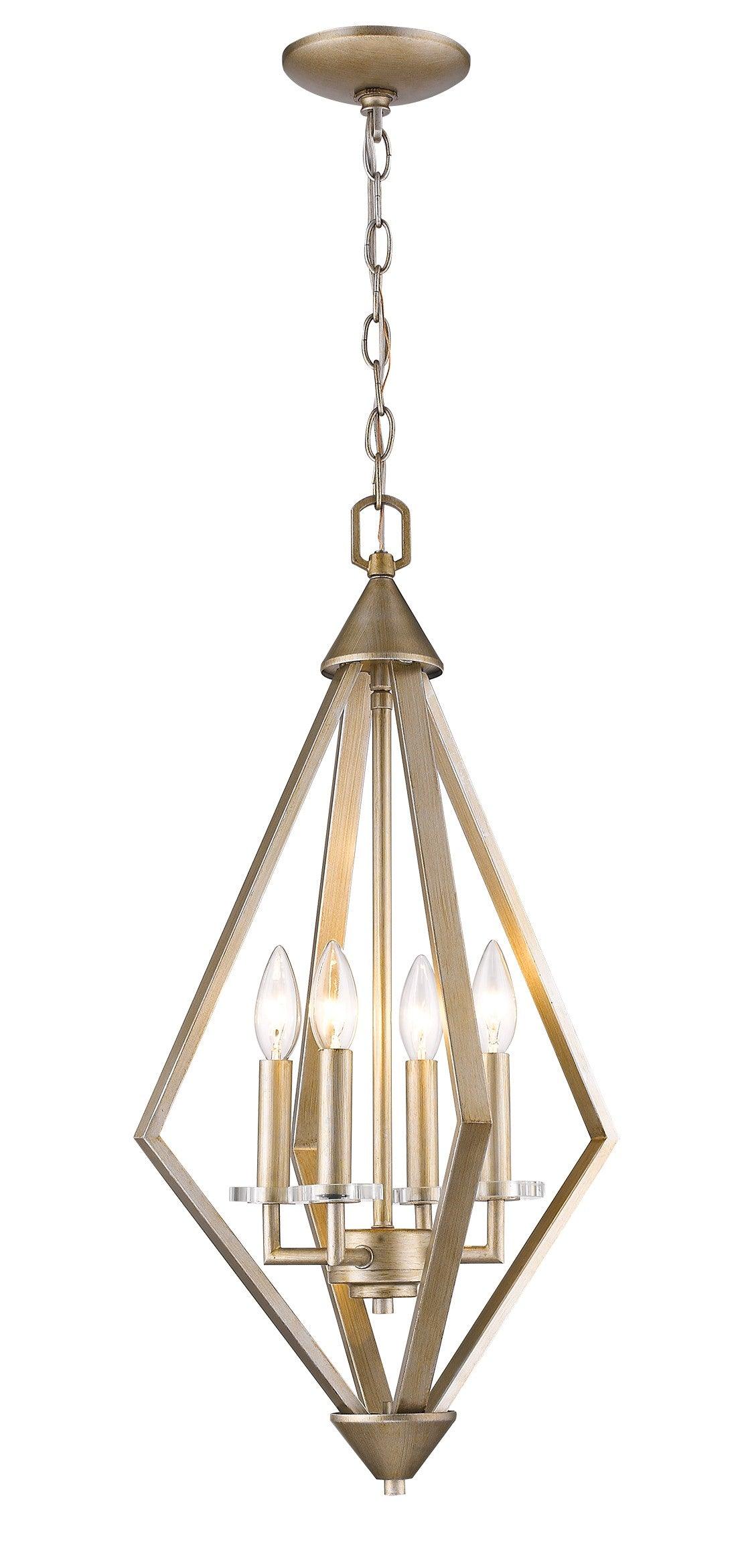 Easton 4-Light Washed Gold Pendant With Crystal Bobeches - AFS