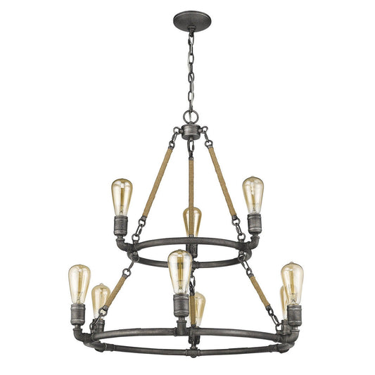 Grayson 9-Light Antique Gray Chandelier - AFS