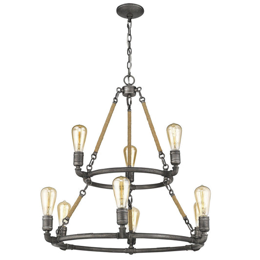 Grayson 9-Light Antique Gray Chandelier - AFS