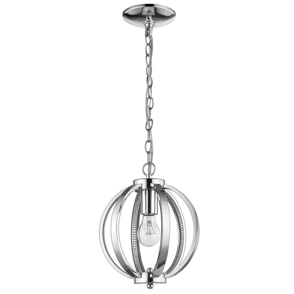 Nevaeh 1-Light Chrome Globe Pendant With Crystal Accents - AFS