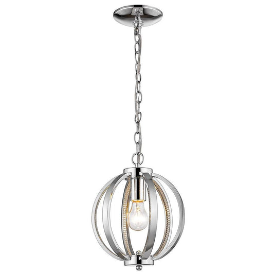 Nevaeh 1-Light Chrome Globe Pendant With Crystal Accents - AFS