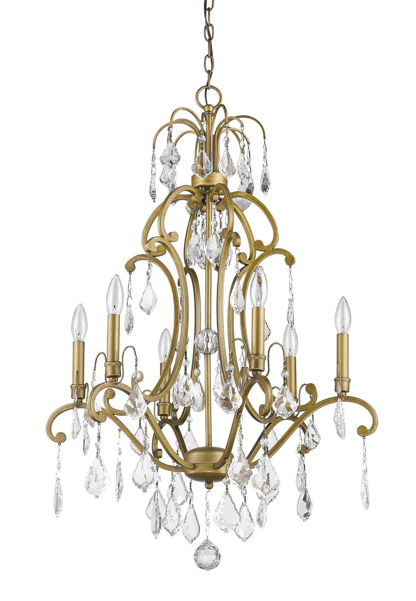 Claire 6-Light Antique Gold Chandelier With Crystal Accents - AFS