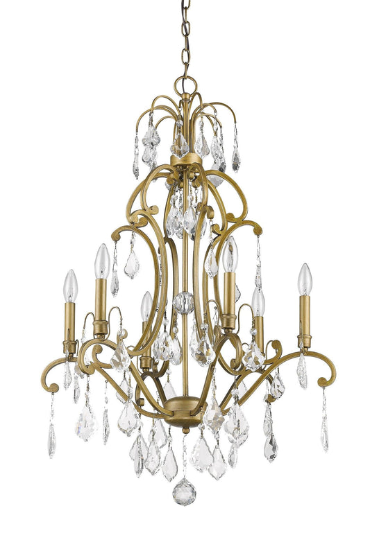 Claire 6-Light Antique Gold Chandelier With Crystal Accents - AFS