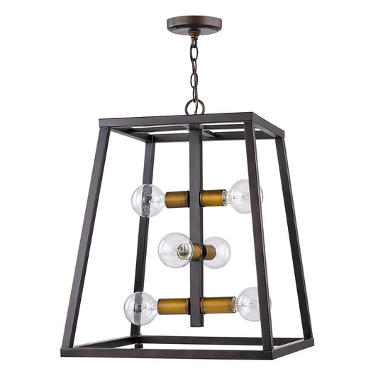 Tiberton 6-Light Oil-Rubbed Bronze Foyer Pendant With Antique Brass Sockets - AFS