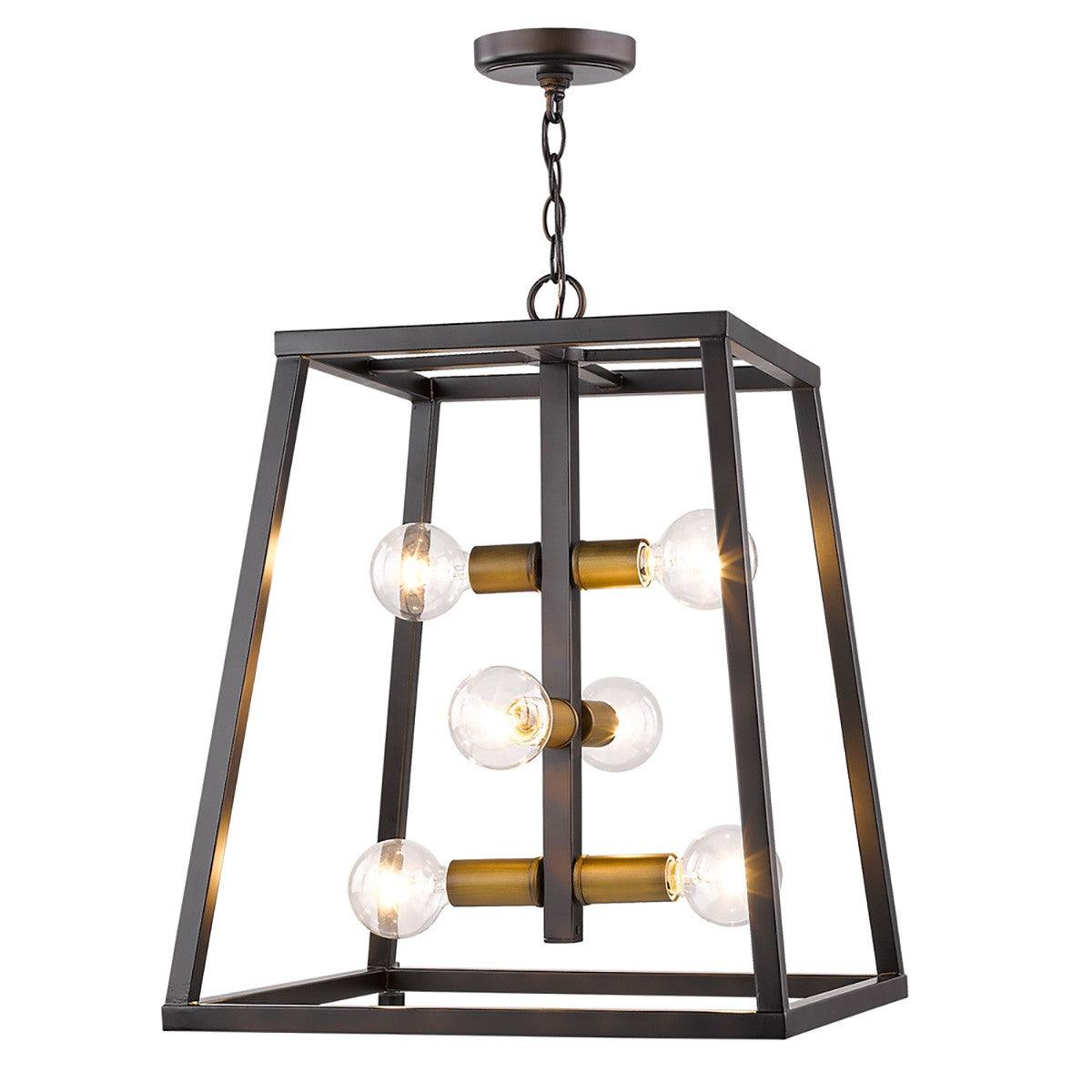 Tiberton 6-Light Oil-Rubbed Bronze Foyer Pendant With Antique Brass Sockets - AFS