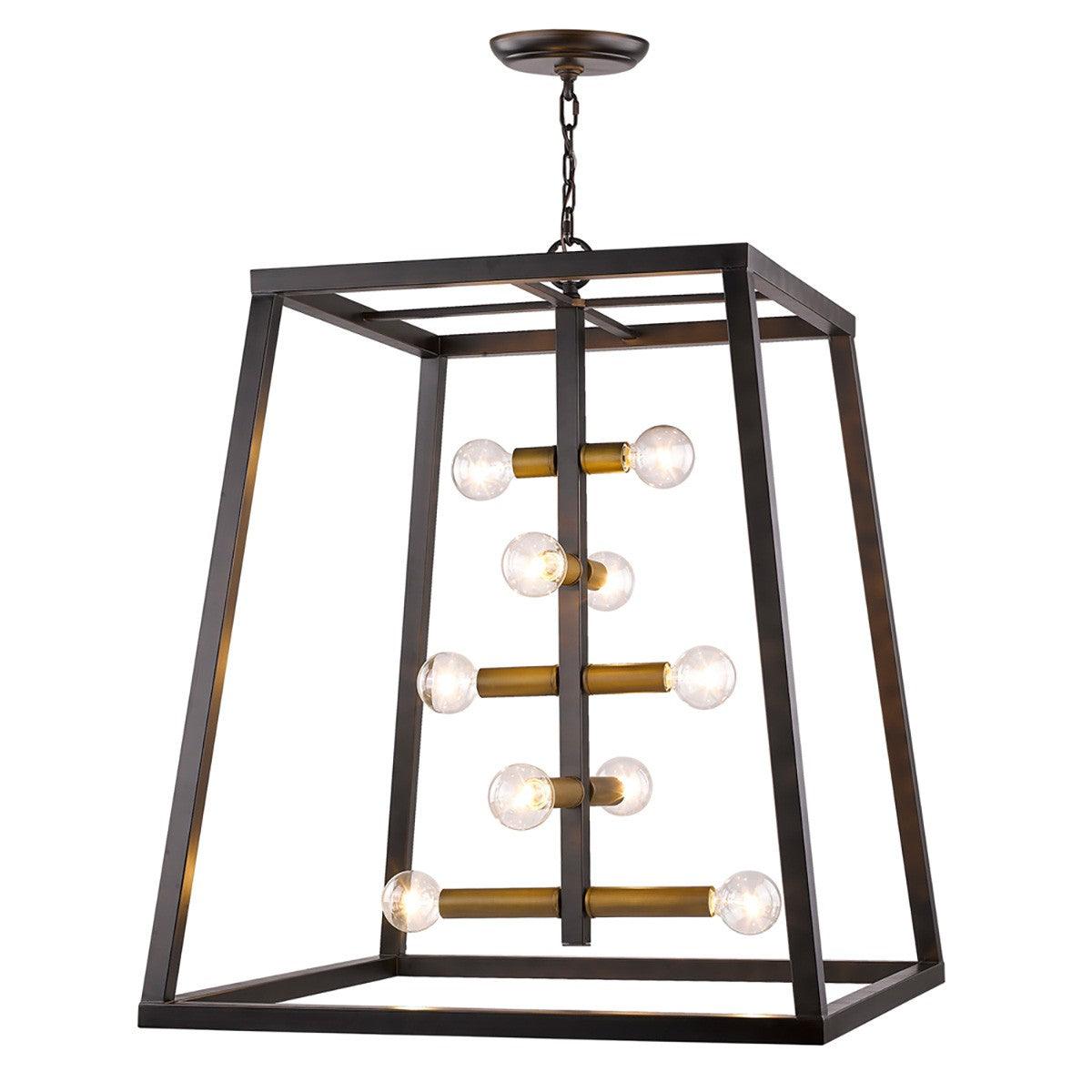 Tiberton 10-Light Oil-Rubbed Bronze Foyer Pendant With Antique Brass Sockets - AFS