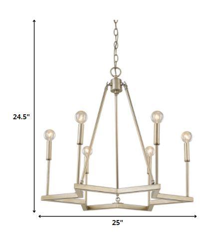 Reagan 6-Light Washed Gold Chandelier - AFS