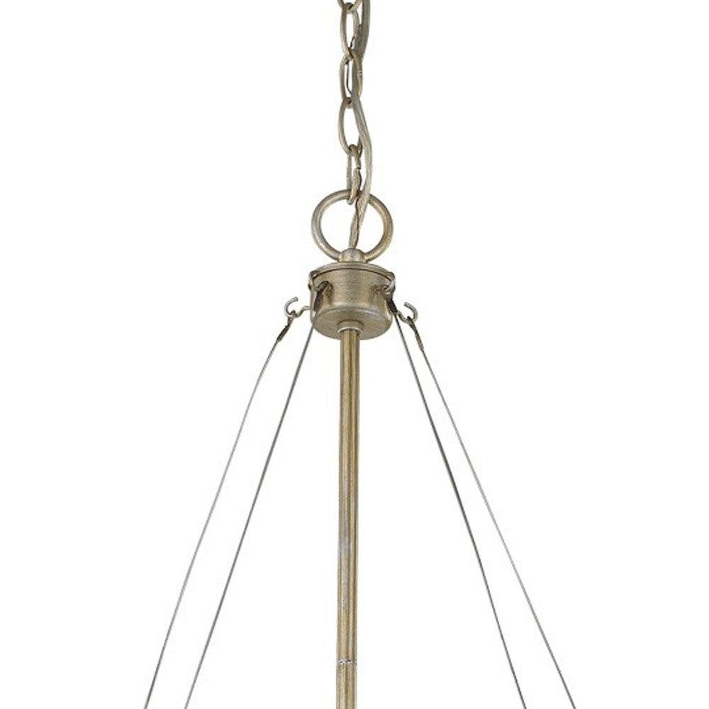 Nora 4-Light Washed Gold Drum Pendant With Abstract Open-Air Cage Shade - AFS