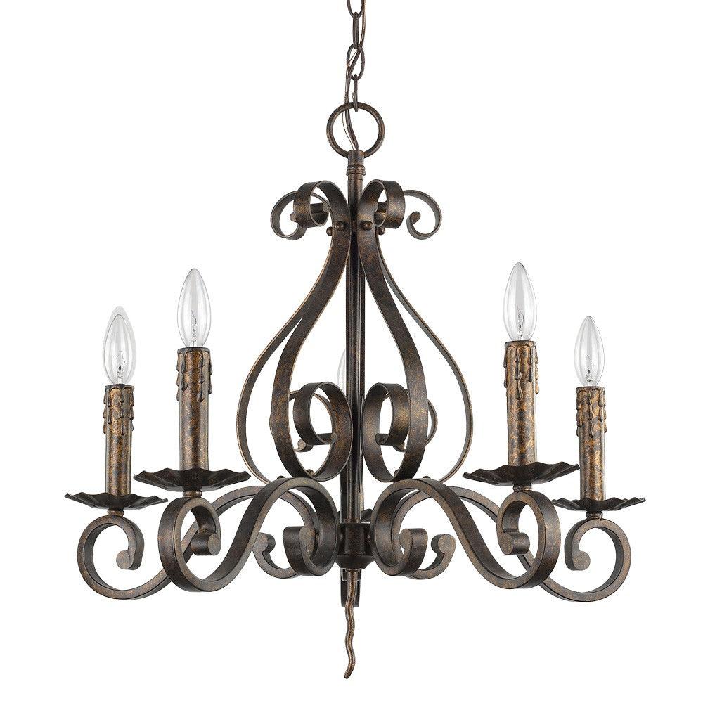 Lydia 5-Light Russet Chandelier With Melted Wax Tapers - AFS