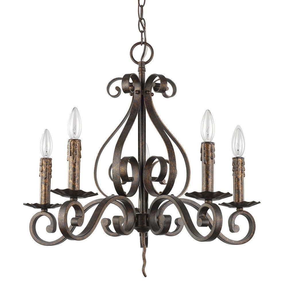 Lydia 5-Light Russet Chandelier With Melted Wax Tapers - AFS