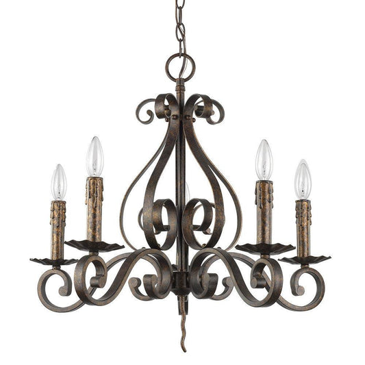 Lydia 5-Light Russet Chandelier With Melted Wax Tapers - AFS