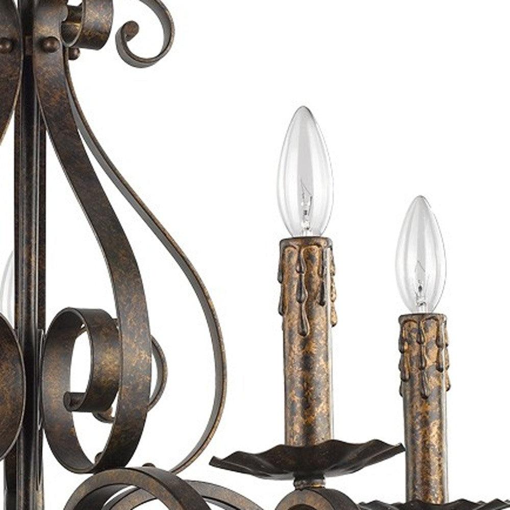 Lydia 5-Light Russet Chandelier With Melted Wax Tapers - AFS