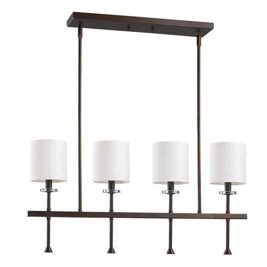 Kara 4-Light Oil-Rubbed Bronze Island Pendant With Fabric Shades And Crystal Bobeches - AFS