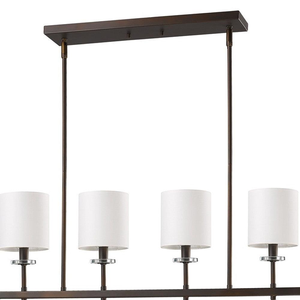 Kara 4-Light Oil-Rubbed Bronze Island Pendant With Fabric Shades And Crystal Bobeches - AFS