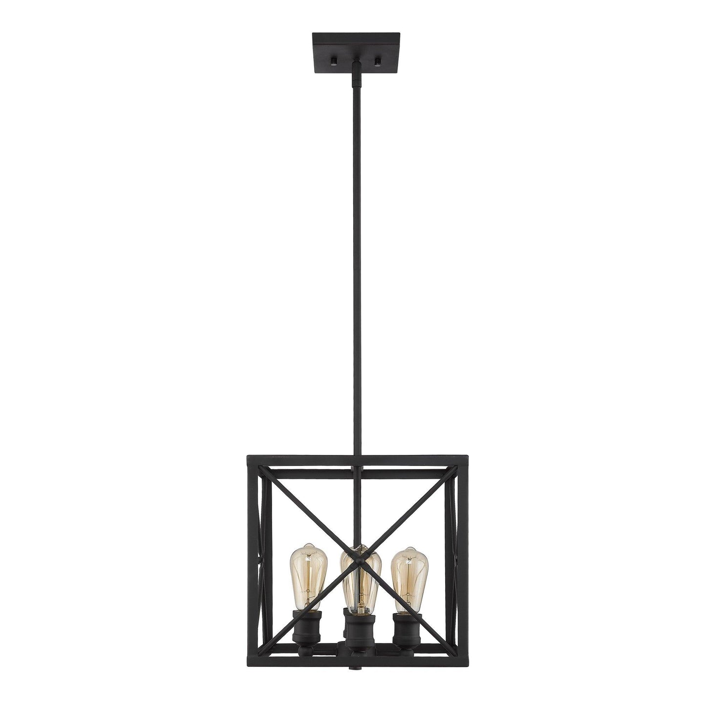 Brooklyn 4-Light Matte Black Pendant With Metal Framework Shade - AFS