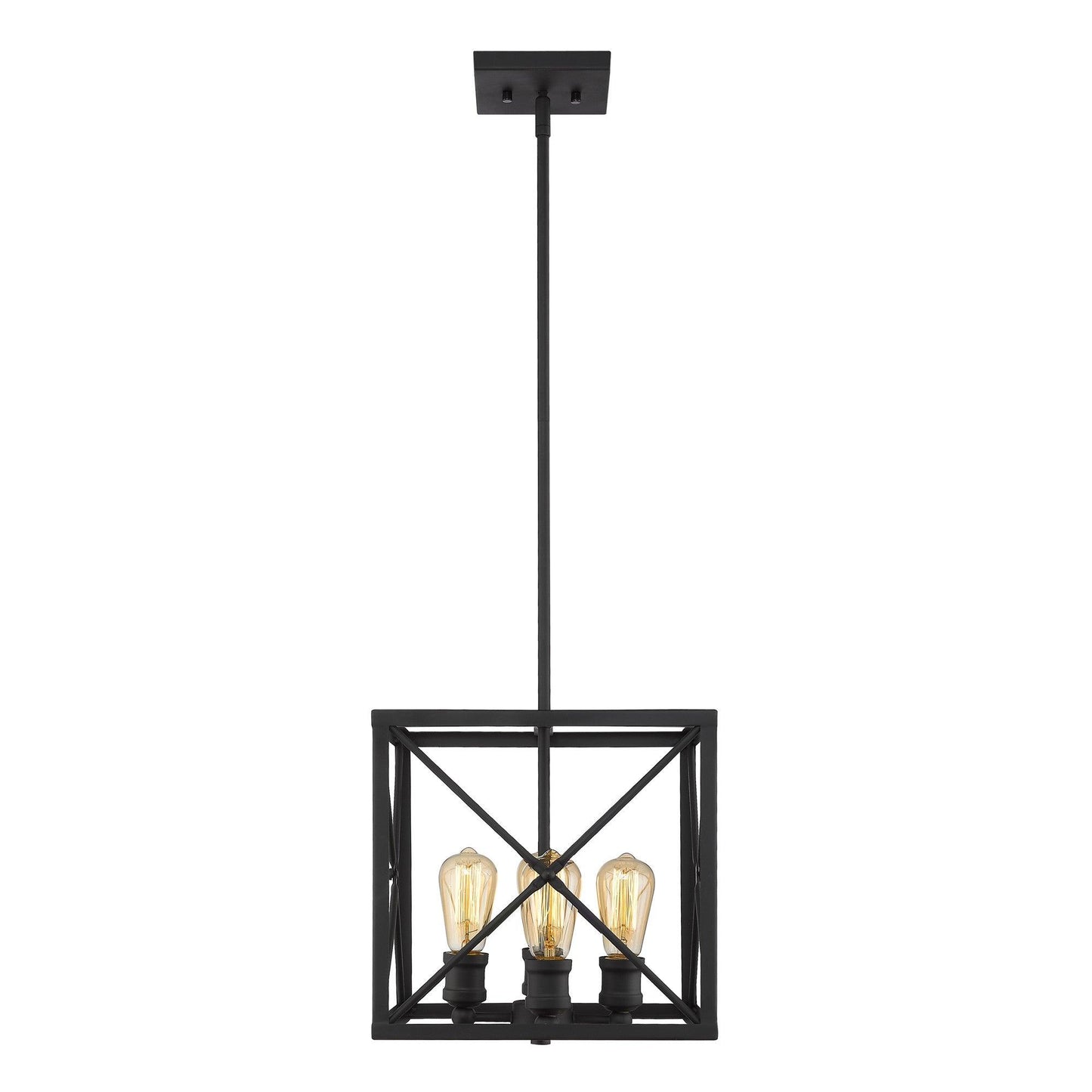 Brooklyn 4-Light Matte Black Pendant With Metal Framework Shade - AFS