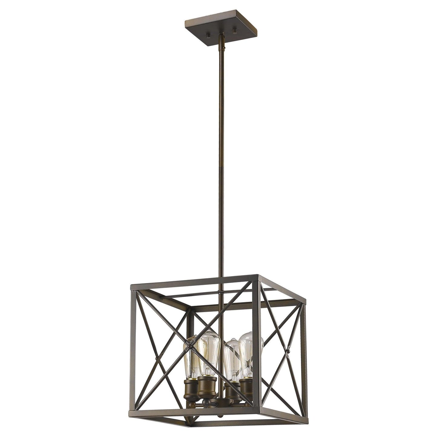 Brooklyn 4-Light Oil-Rubbed Bronze Pendant With Metal Framework Shade - AFS