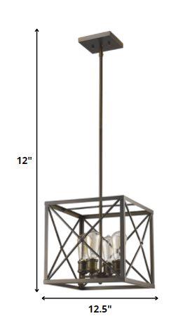 Brooklyn 4-Light Oil-Rubbed Bronze Pendant With Metal Framework Shade - AFS