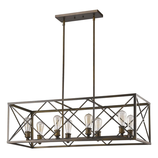 Brooklyn 8-Light Oil-Rubbed Bronze Island Pendant With Metal Framework Shade - AFS