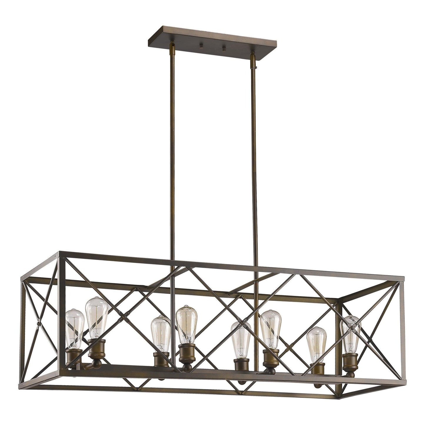 Brooklyn 8-Light Oil-Rubbed Bronze Island Pendant With Metal Framework Shade - AFS