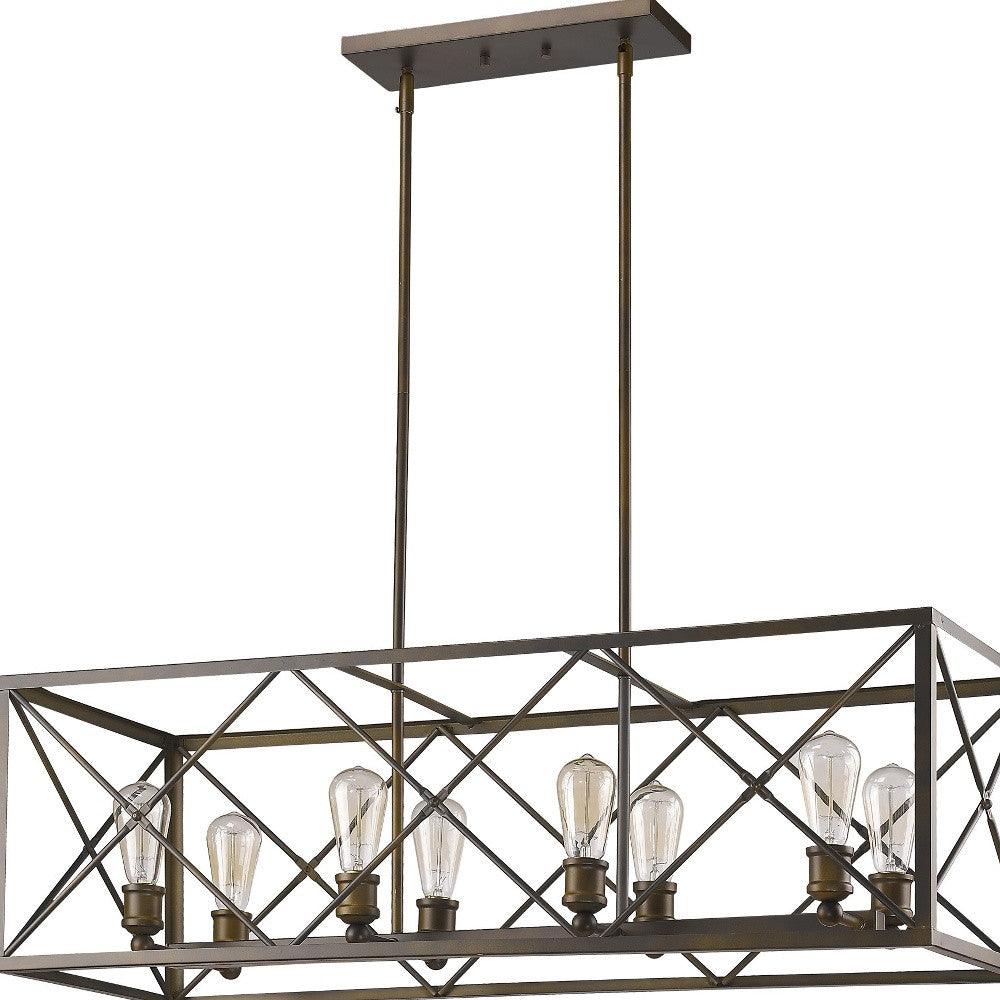 Brooklyn 8-Light Oil-Rubbed Bronze Island Pendant With Metal Framework Shade - AFS