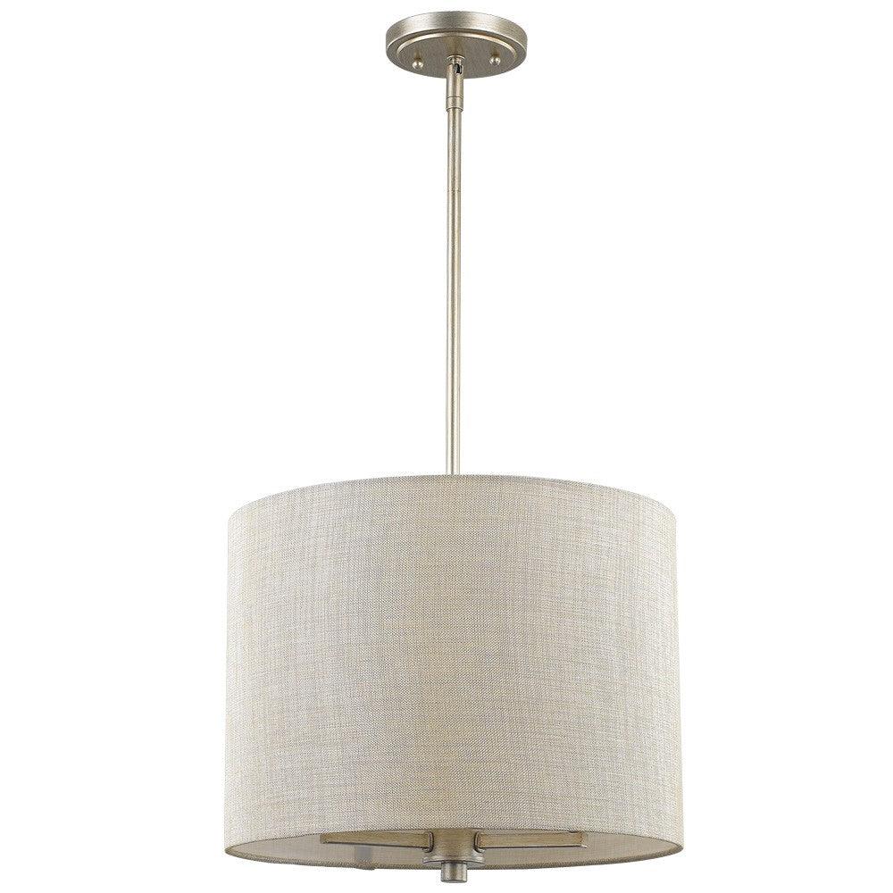 Daria 3-Light Washed Gold Pendant With Washed Gold And White Drum Shade - AFS