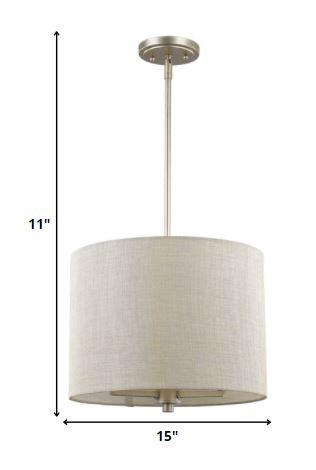 Daria 3-Light Washed Gold Pendant With Washed Gold And White Drum Shade - AFS