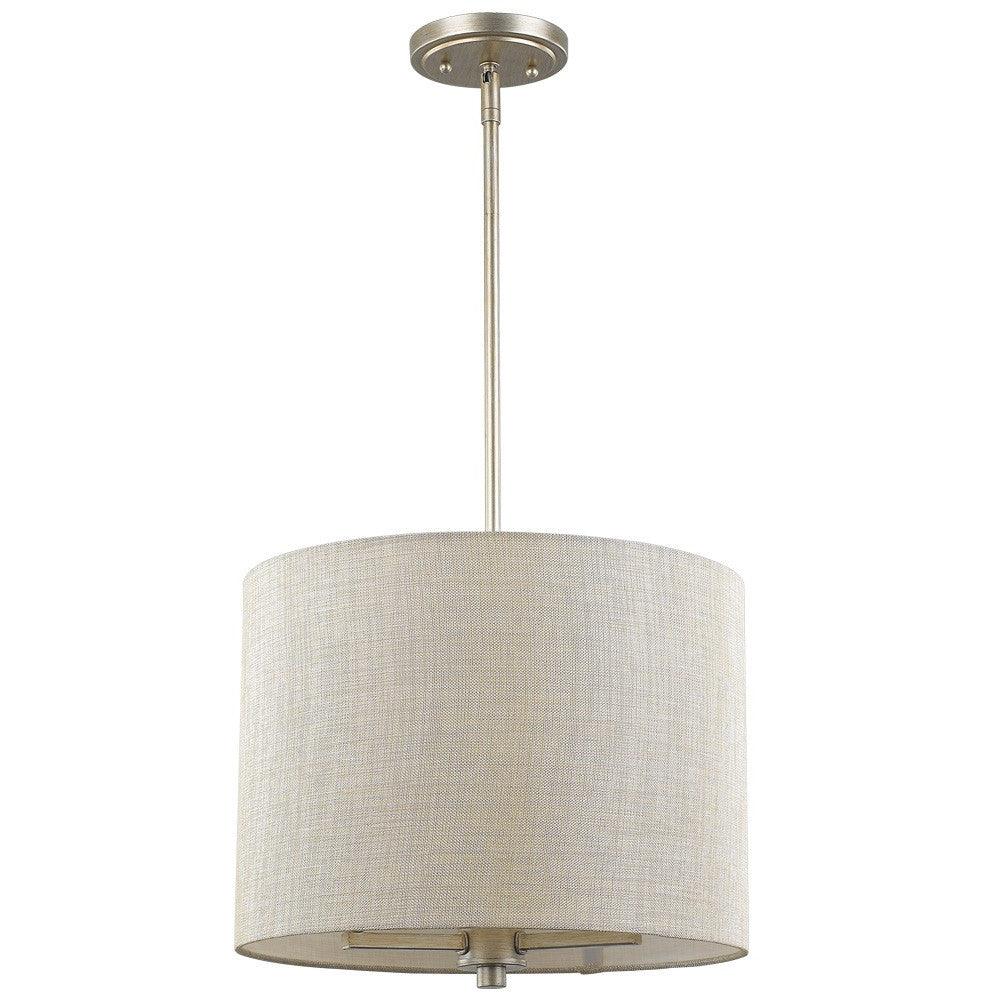 Daria 3-Light Washed Gold Pendant With Washed Gold And White Drum Shade - AFS