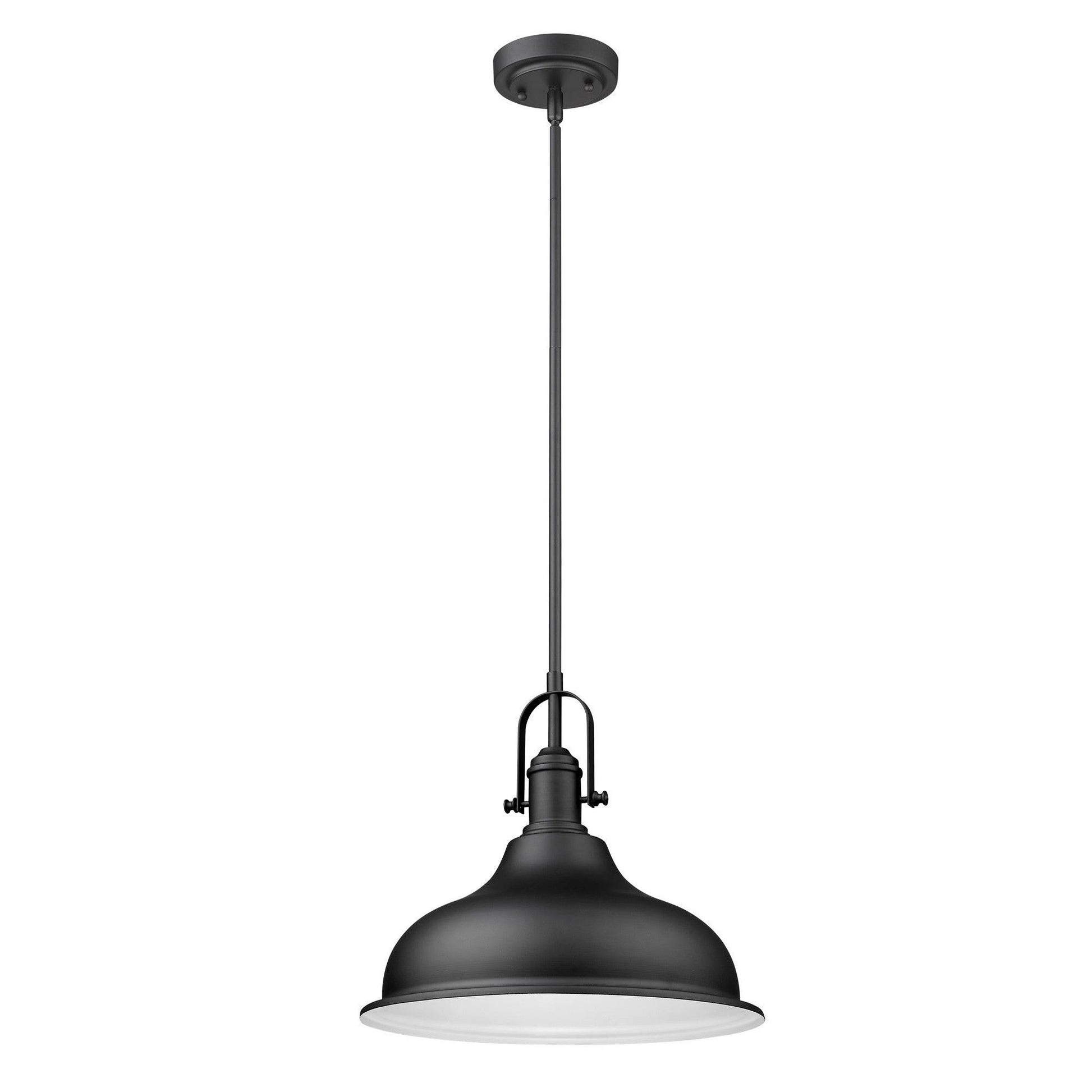 Matte Black Hanging Light with Dome Shade - AFS