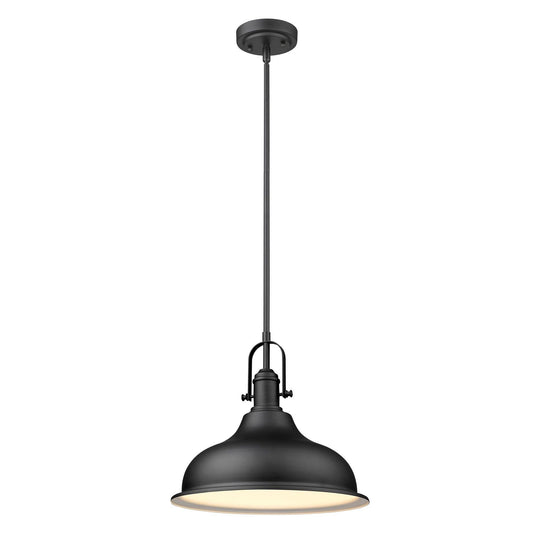 Matte Black Hanging Light with Dome Shade - AFS