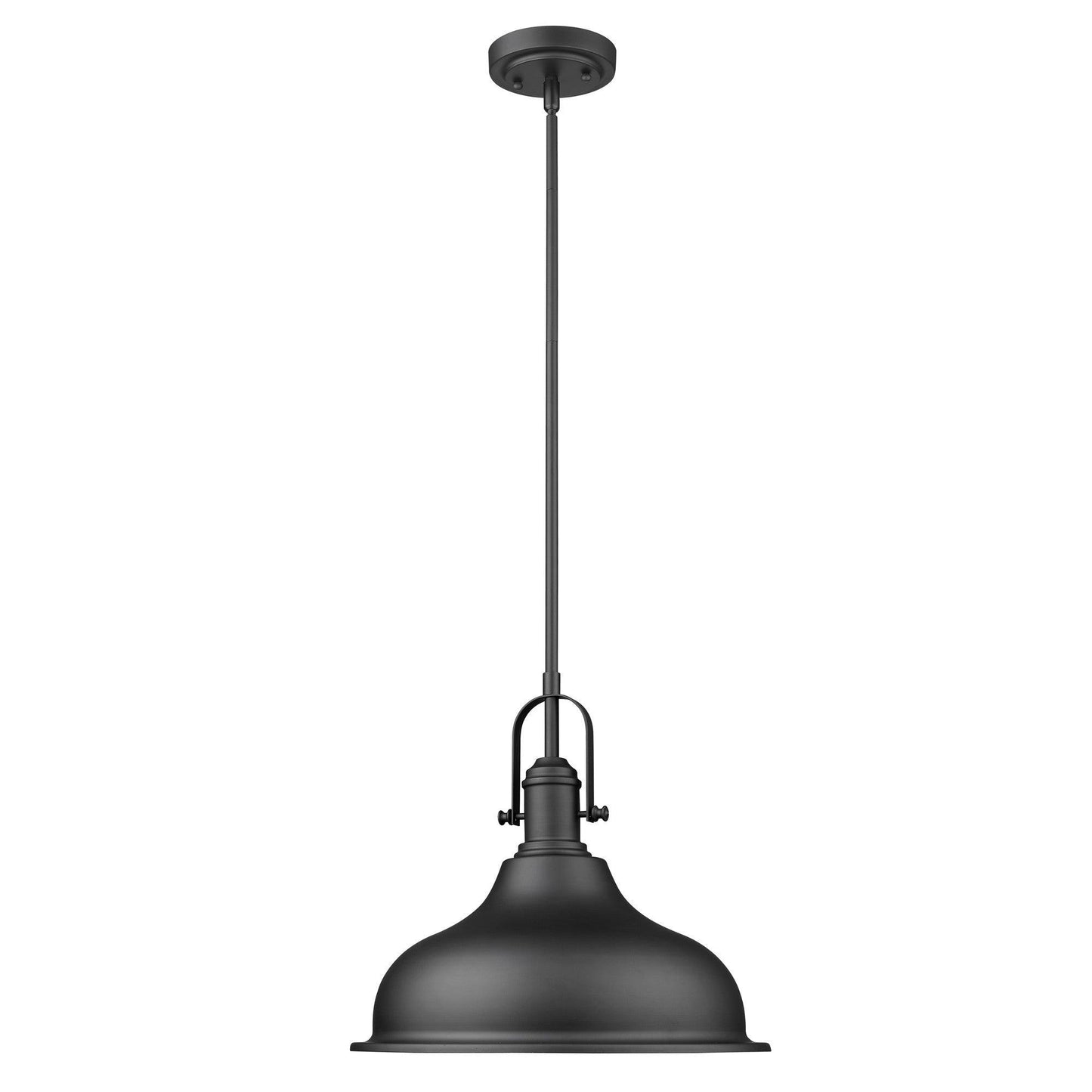 Matte Black Hanging Light with Dome Shade - AFS