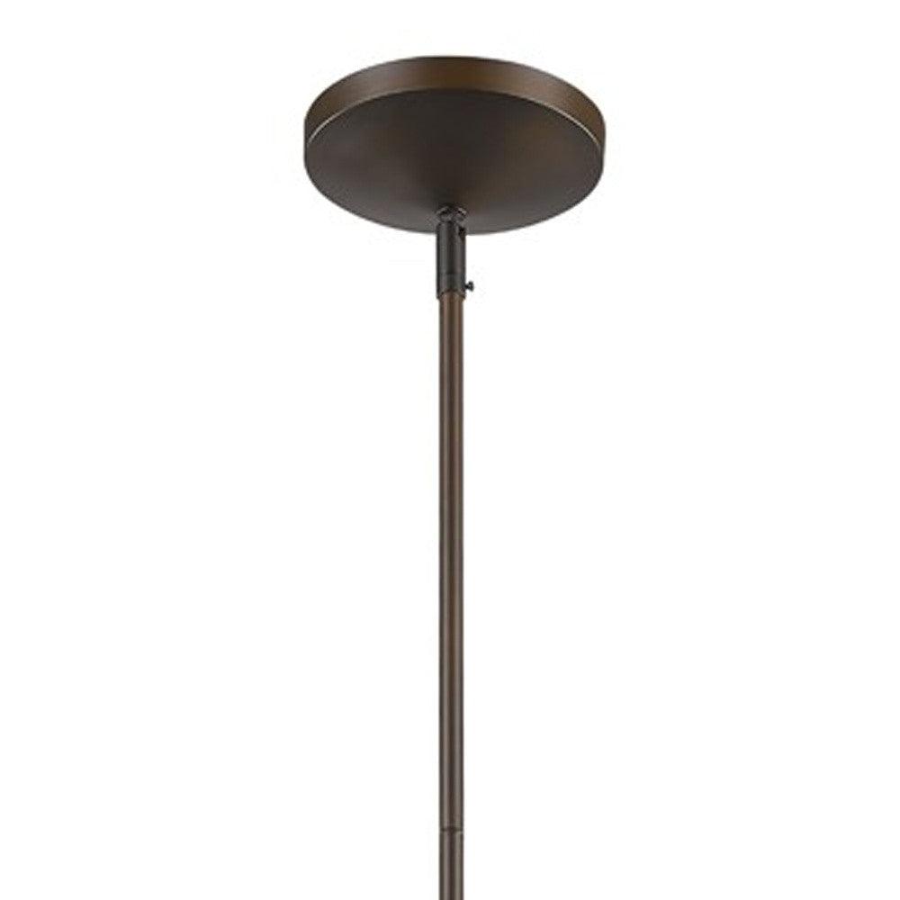 Greta 1-Light Oil-Rubbed Bronze Pendant With Gloss White Interior And Etched Glass Shade - AFS