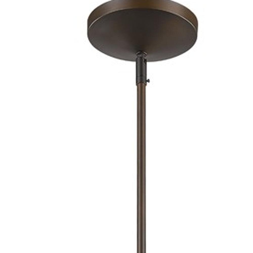 Greta 1-Light Oil-Rubbed Bronze Pendant With Gloss White Interior And Etched Glass Shade - AFS