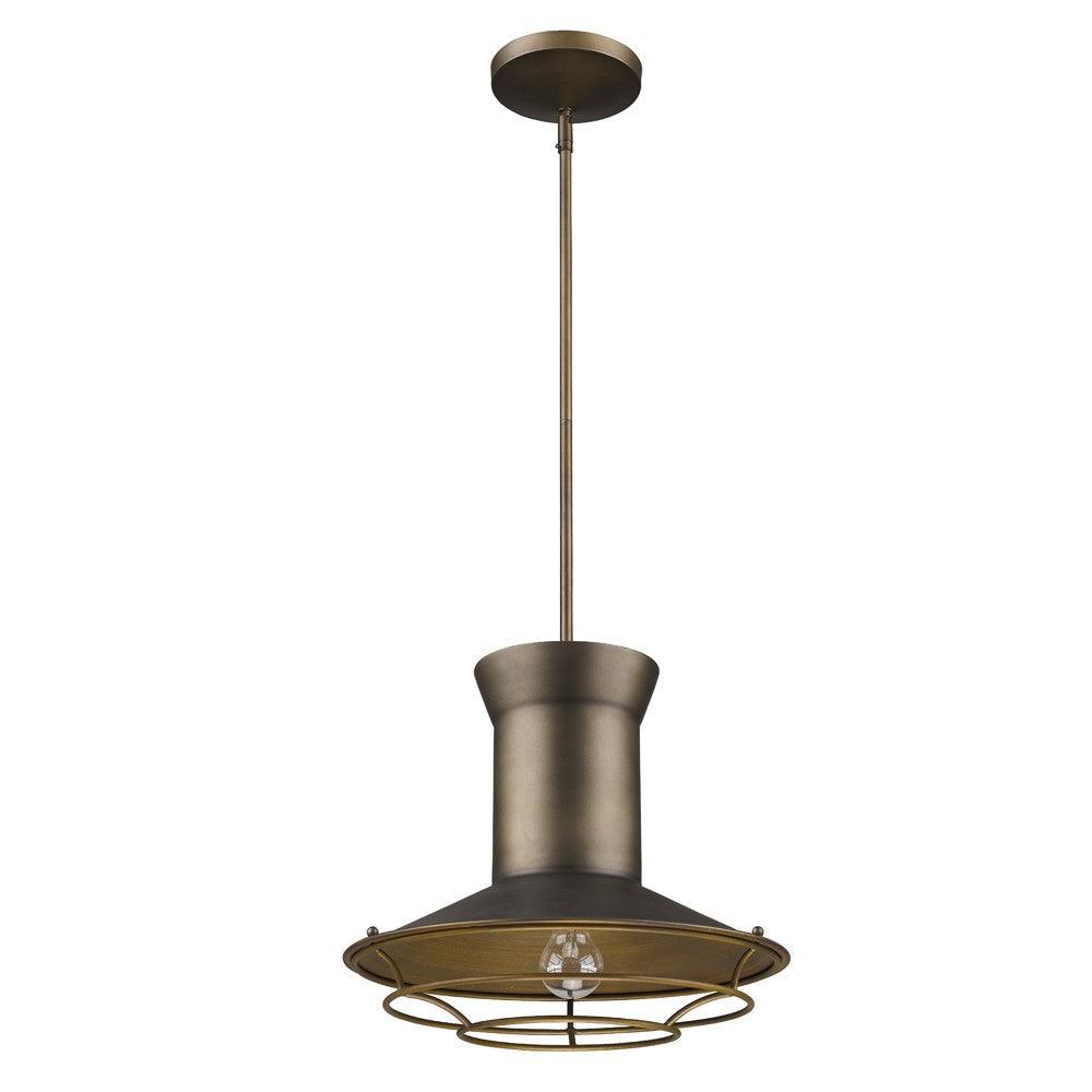 Newport 1-Light Tin Coated Pendant With Raw Brass Interior Shade And Louver - AFS