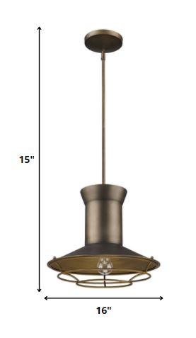 Newport 1-Light Tin Coated Pendant With Raw Brass Interior Shade And Louver - AFS