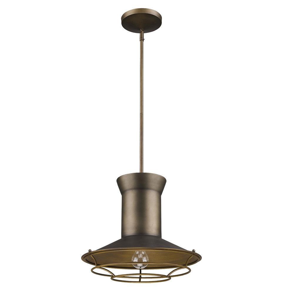 Newport 1-Light Tin Coated Pendant With Raw Brass Interior Shade And Louver - AFS