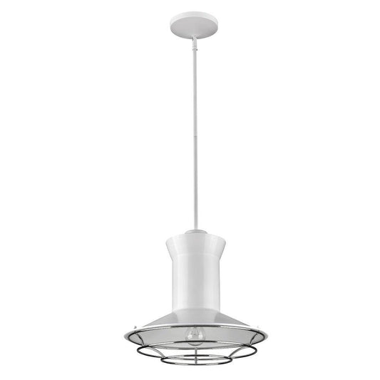 Newport 1-Light White Pendant With Polished Nickel Louver - AFS