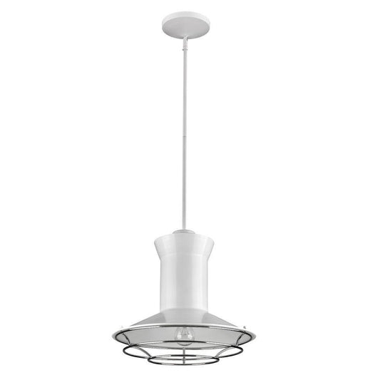 Newport 1-Light White Pendant With Polished Nickel Louver - AFS