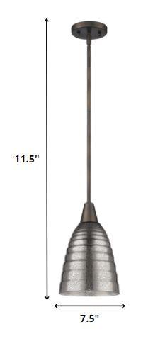 Bronze Hanging Light with Ribbed Pebbled Glass Shade - AFS