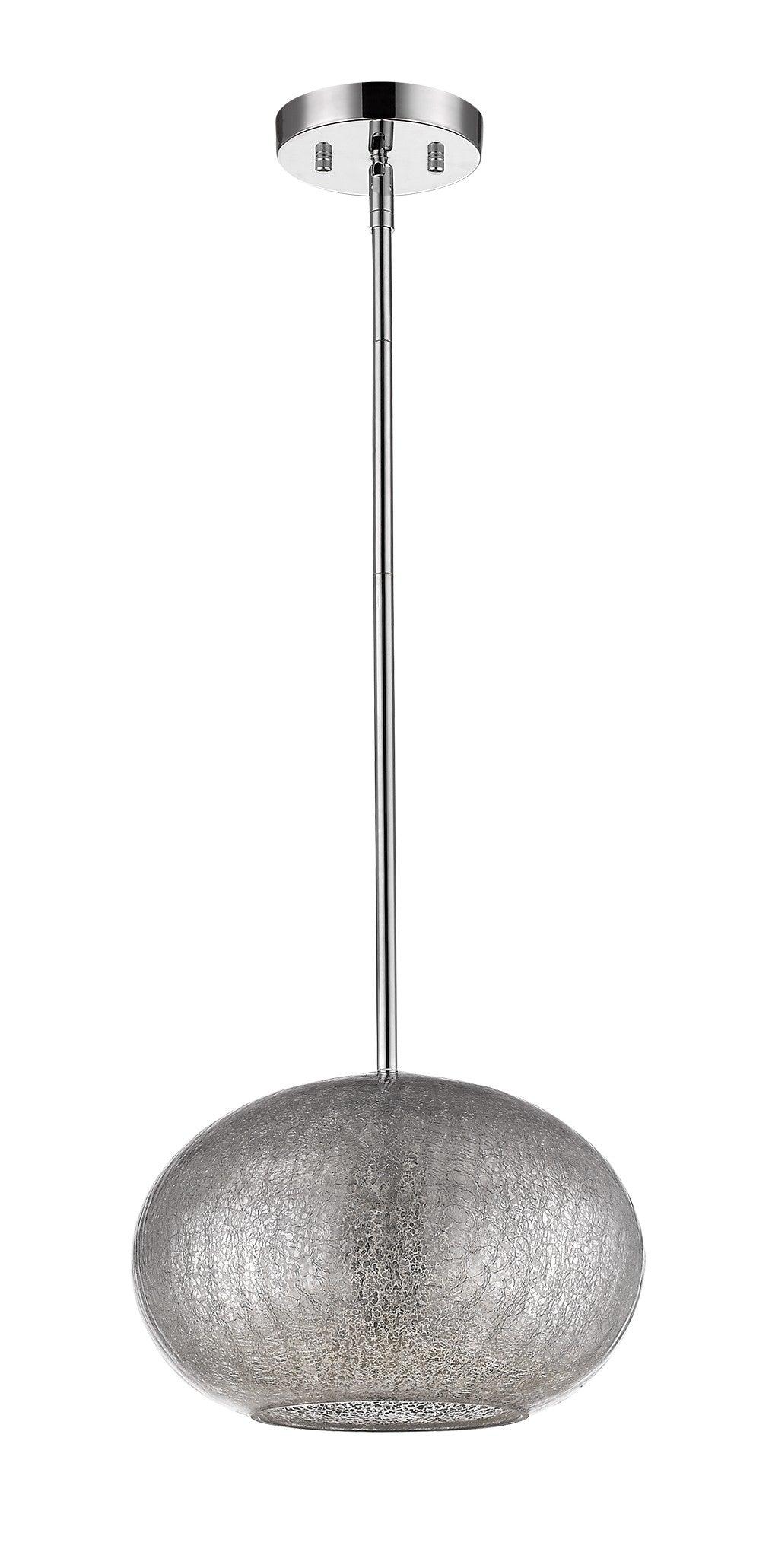 Brielle 1-Light Polished Nickel Pendant With Textured Glass Shade - AFS