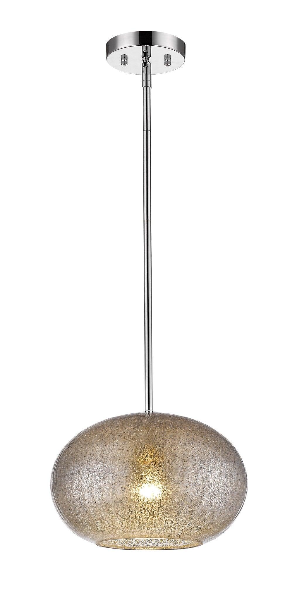 Brielle 1-Light Polished Nickel Pendant With Textured Glass Shade - AFS