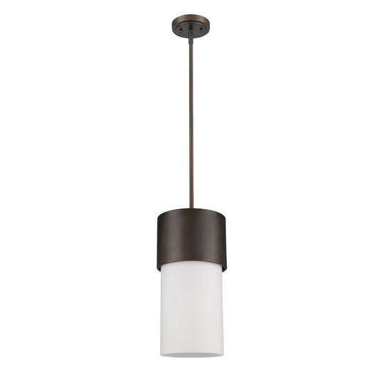 Midtown 1-Light Oil-Rubbed Bronze Pendant With Frosted Glass Shade - AFS