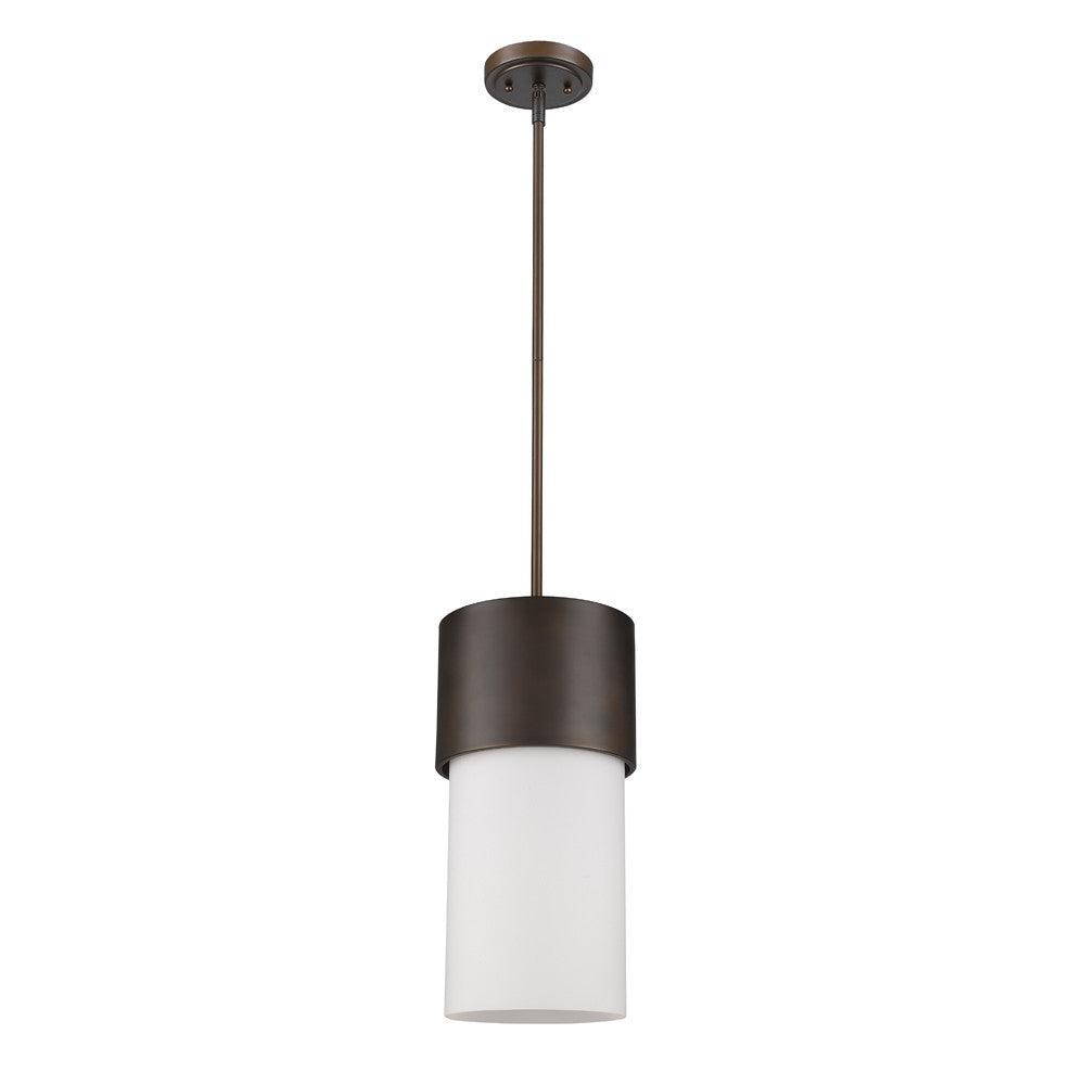 Midtown 1-Light Oil-Rubbed Bronze Pendant With Frosted Glass Shade - AFS