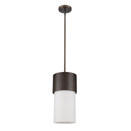 Midtown 1-Light Oil-Rubbed Bronze Pendant With Frosted Glass Shade - AFS