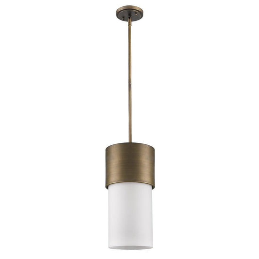 Midtown 1-Light Raw Brass Pendant With Frosted Glass Shade - AFS