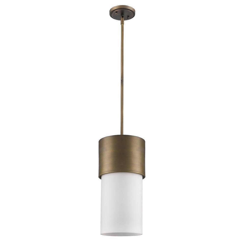 Midtown 1-Light Raw Brass Pendant With Frosted Glass Shade - AFS