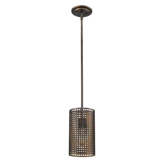 Bronze Metal Hanging Light with Mesh Shade - AFS