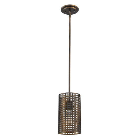 Bronze Metal Hanging Light with Mesh Shade - AFS