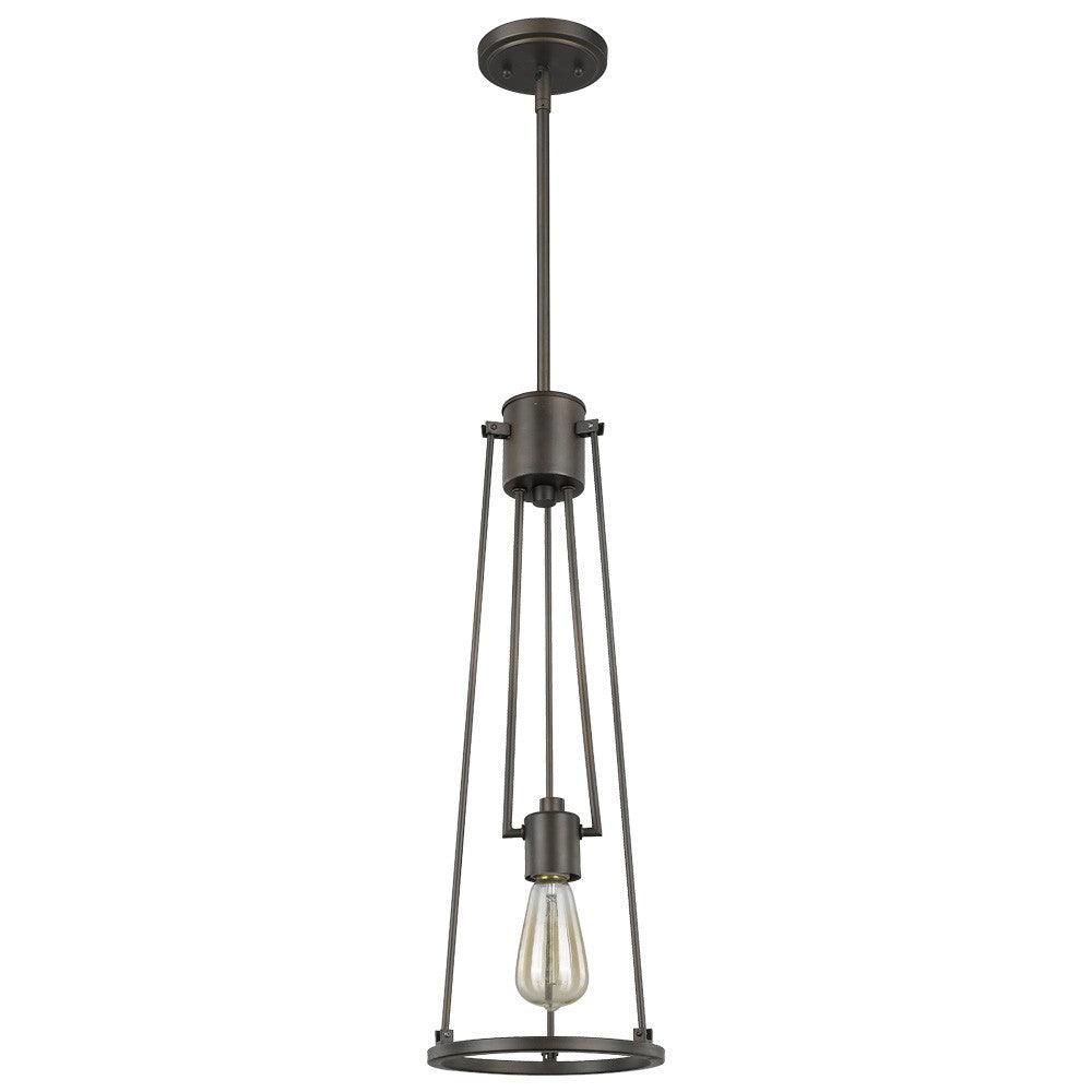 Jade 1-Light Oil-Rubbed Bronze Pendant With Vertical Structural Frames - AFS