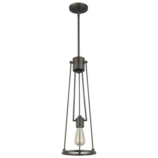 Jade 1-Light Oil-Rubbed Bronze Pendant With Vertical Structural Frames - AFS